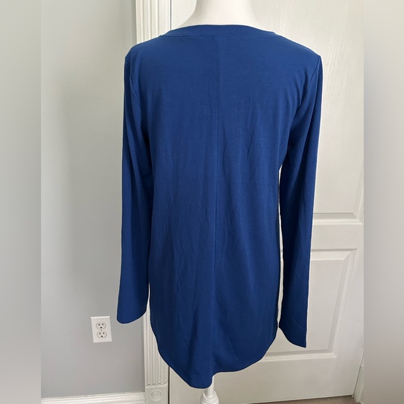 Zenana | Blue Long Sleeve Tee with Cheetah Print Pocket | Size Small - Picture 8 of 8